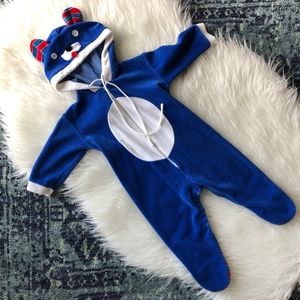 Vintage Velvet Hooded Zipper Footie Sleeper